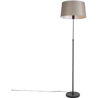 Schwarze Stehlampe mit taupe Leinenschirm 45 cm verstellbar - Parte von QAZQA