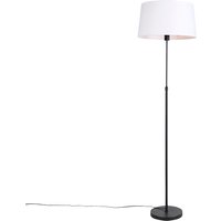 Schwarze Stehlampe mit weißem Leinenschirm 45 cm verstellbar - Parte von QAZQA