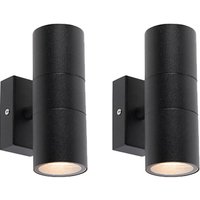 2er-Set Außenwandleuchten schwarz IP44 - Duo von QAZQA
