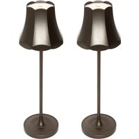 Set mit 2 Retro-Tischleuchten Dunkelbronze wiederaufladbar IP44 - Granny von QAZQA