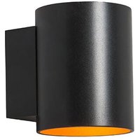 Set mit 2 Wandlampen außen rund und schwarz und innen Gold - Sola von QAZQA