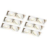Set mit 6 Einbauspots weiß GU10 schwenkbar randlos 2-flammig - Oneon von QAZQA
