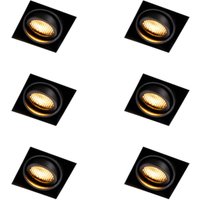 Set mit 6 Einbaustrahlern schwarz verstellbar rahmenlos - Oneon Honey von QAZQA