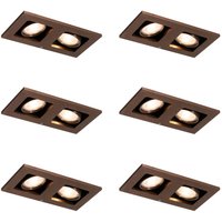 Set mit 6 Einbaustrahlern Dunkelbronze Rechteckig 2-Licht Verstellbar - Qure von QAZQA
