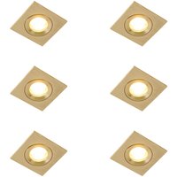 Set mit 6 modernen Einbaustrahlern Gold Quadratisch IP44 - Xena von QAZQA