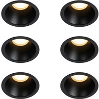 Set mit 6 schwarzen Einbauleuchten GU10 35 mm IP44 - Dept von QAZQA