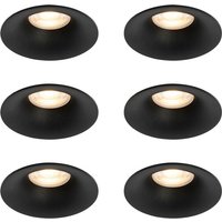 Set mit 6 schwarzen Einbauleuchten GU10 50 mm - Gijs von QAZQA