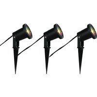 3er-Set smarte Gartenstrahler schwarz inkl. Kabel und Stecker 200cm IP65 - Basic von QAZQA