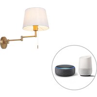 Smarte Wandleuchte Bronze mit weißem Schirm inkl. WLAN A60 - Ladas Deluxe von QAZQA