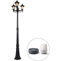 Smarte Outdoor-Laterne schwarz 3-flammig inkl. Wifi ST64 - New Haven von QAZQA