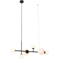 Smarte Pendelleuchte schwarz mit mattem Glas rechteckig 6-flammig inkl. 6 Wifi G9 - Monaco Smarte Pendelleuchte schwarz mit mattem Glas rechteckig 6-flammig inkl. 6 Wifi G9 - Monaco von QAZQA