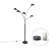 Smarte Stehlampe schwarz 5-flammig inkl. Wifi B35 - Sixties Smarte Stehlampe schwarz 5-flammig inkl. Wifi B35 - Sixties von QAZQA