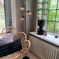 Smarte Stehleuchte schwarz mit Rauchglas inkl. 3 WiFi P45 - Vidro Smarte Stehleuchte schwarz mit Rauchglas inkl. 3 WiFi P45 - Vidro von QAZQA