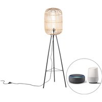 Smarte ländliche Stehlampe Rattan inkl. WiFi A60 - Manila von QAZQA