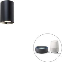 Smarte runde Wandleuchte schwarz inkl. Wifi GU10 - Sabbir von QAZQA