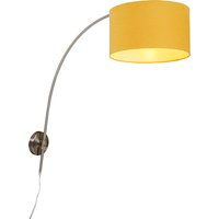 Stahlwandbogenlampe mit gelbem Schirm 35/35/20 einstellbar von QAZQA