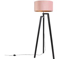 Stehlampe Stativ schwarz mit rosa Schirm und Gold 50 cm - Puros von QAZQA