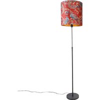 Stehlampe schwarz Schatten Pfau Design rot 40 cm - Parte von QAZQA