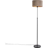 Stehlampe schwarz mit Samtschirm taupe mit Gold 35 cm - Parte von QAZQA