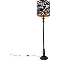 Stehlampe schwarz mit Schirm Zebra Design 40 cm - Classico von QAZQA