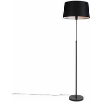 Stehlampe schwarz mit schwarzem Leinenschirm 45cm verstellbar - Parte von QAZQA