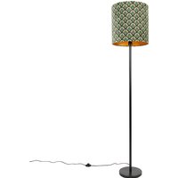 Stehlampe schwarzer Schirm Pfau Design Gold innen 40 cm - Simplo von QAZQA