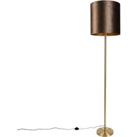 Stehleuchte Messing mit Samt-Schirm Braun 40cm - Simplo Stehleuchte Messing mit Samt-Schirm Braun 40cm - Simplo von QAZQA