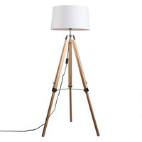 Stehleuchte im Landhausstil mit weißem Leinenschirm 45 cm - Tripod von QAZQA