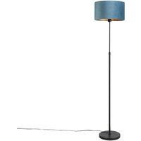 Stehleuchte schwarz mit Veloursschirm blau mit Gold 35 cm - Parte Stehleuchte schwarz mit Veloursschirm blau mit Gold 35 cm - Parte von QAZQA