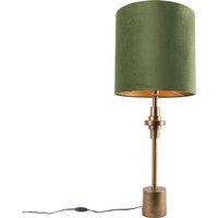 Tischlampe Bronze Veloursschirm grün 40 cm - Diverso von QAZQA