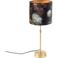 Tischlampe Gold / Messing mit Veloursschirm Blumen 25 cm - Parte von QAZQA
