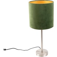 Tischlampe Stahl mit grünem Schirm 25 cm - Simplo von QAZQA