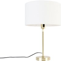 Tischlampe gold verstellbar mit Schirm weiß 35 cm - Parte von QAZQA