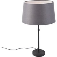 Tischlampe schwarz mit Leinenschirm grau 35 cm verstellbar - Parte Tischlampe schwarz mit Leinenschirm grau 35 cm verstellbar - Parte von QAZQA