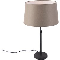 Tischlampe schwarz mit Leinenschirm taupe 35 cm verstellbar - Parte von QAZQA