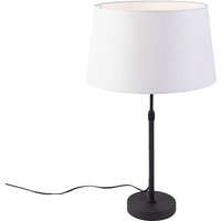 Tischlampe schwarz mit Leinenschirm weiß 35 cm verstellbar - Parte von QAZQA