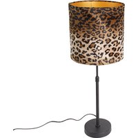 Tischlampe schwarzer Samtschirm Leopard Design 25 cm - Parte von QAZQA