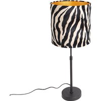 Tischlampe schwarzer Schirm Zebra Design 25 cm verstellbar - Parte von QAZQA