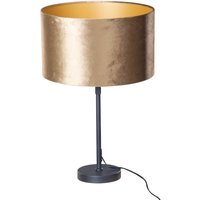 Tischleuchte Schwarz mit Samtschirm Bronze 35cm - Parte von QAZQA