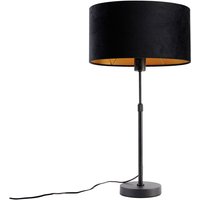 Tischleuchte Schwarz mit ovalem Samt-Schirm Schwarz 35cm - Parte von QAZQA