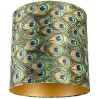 Velour Lampenschirm Pfau Design 40/40/40 mit goldenem Interieur von QAZQA