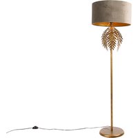 Vintage Stehlampe Gold mit Samtschirm Taupe 50 cm - Botanica von QAZQA