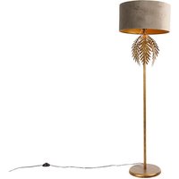 Qazqa - Vintage Stehlampe Gold mit Samtschirm Taupe 50 cm - Botanica von QAZQA