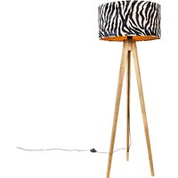 Vintage Stehlampe Holzschirm Zebra Design 50 cm - Tripod Classic von QAZQA