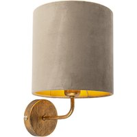 Vintage Wandlampe Gold mit taupefarbenem Veloursschirm - Matt von QAZQA