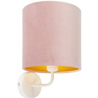 Vintage Wandlampe weiß mit rosa Veloursschirm - Matt von QAZQA