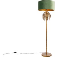 Vintage goldene Stehlampe mit grünem Samtschirm - Botanica von QAZQA