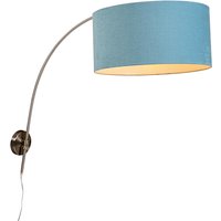 Wandbogenlampe Stahl mit Schatten blau 50/50/25 einstellbar von QAZQA