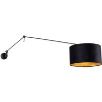 Wandleuchte schwarz mit Veloursschirm schwarz 35 cm verstellbar - Blitz von QAZQA