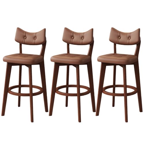 3 Stück gepolsterte Barhocker, ergonomische moderne Thekenhocker mit quadratischer Rückenlehne und dickem Kissen, leicht zu verstauende Barstühle ohne Armlehnen mit Hartholzrahmen für Kücheninse von QAZXDRFG